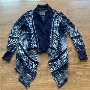 Boho Knit Open Sweater with Flowy Poncho Front